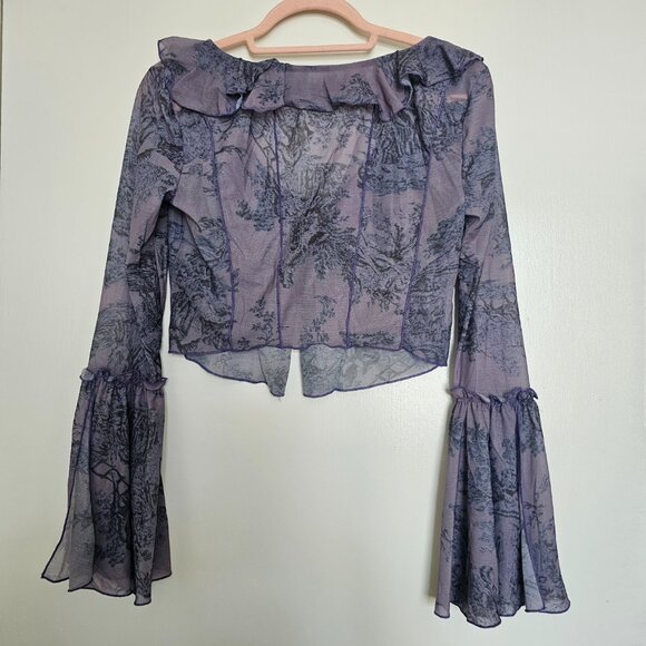 Urban Outfitters Gossamer Flyaway Crop Top, S Lavender/Lilac - Picture 4 of 9